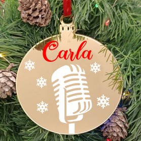 Pallina di Natale "Amo Cantare" Personalizzabile con Nome effetto specchio