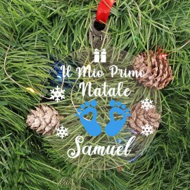 Pallina di Natale "Bimbetto" Personalizzabile con Nome effetto trasparente