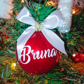 Palla di Natale con scritta personalizzata grigia e confezione regalo -  Mobilia Store Home & Favours