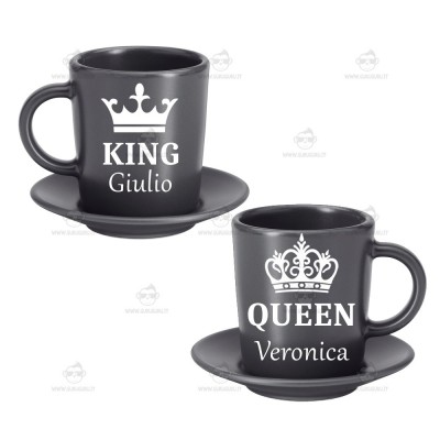 Set Tazzine da Caffè King e Queen Personalizzate