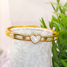 Bracciale Rigido con Cuore Sbrilluccicoso