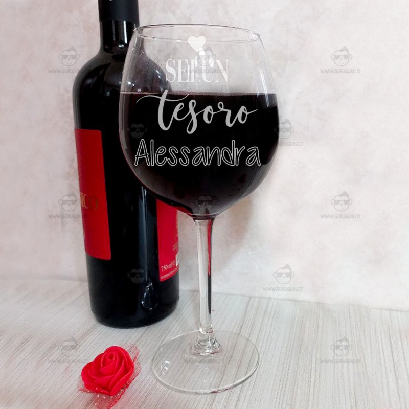 Calice da vino personalizzato SE SEI FELICE E TU LO SAI, SEI