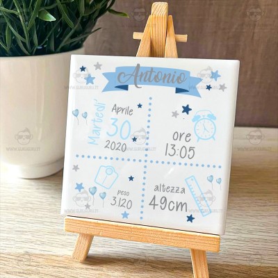 Mattonella In Ceramica 15x15 Cm Con Cavalletto Legno 'Ricetta Della Mamma' - Idea Regalo Per Festa Della Mamma E Compleanno