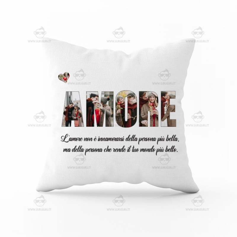 Cuscino personalizzato con foto e scritta San Valentino