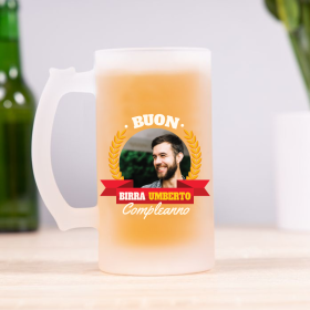 Boccale Birra Buon Compleanno Personalizzato con Foto