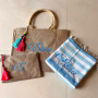 Kit Estate - Borsa Pochette e Telo Mare Personalizzati con Ricamo