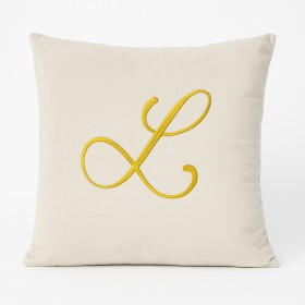 Cuscino in Velluto Beige Personalizzato con Iniziale Cuscino in Velluto Beige Personalizzato con Iniziale