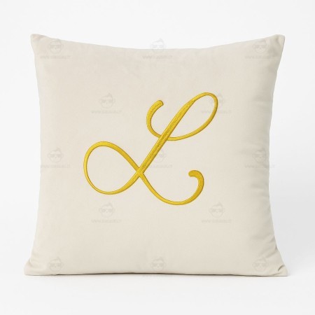 Cuscino in Velluto Beige Personalizzato con Iniziale