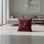 Cuscino in Velluto Bordeaux Personalizzato con Iniziale in Oro