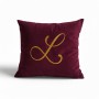 Cuscino in Velluto Bordeaux Personalizzato con Iniziale in Oro