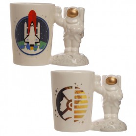 Tazza Astronauta in Ceramica con Manico in Rilievo