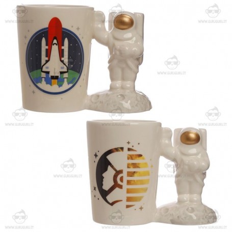 Tazza Astronauta in Ceramica con Manico in Rilievo